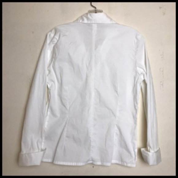 Cotton/Spandex Ruffle Front Folded Cuff Blouse Size M - Picture 2 of 8